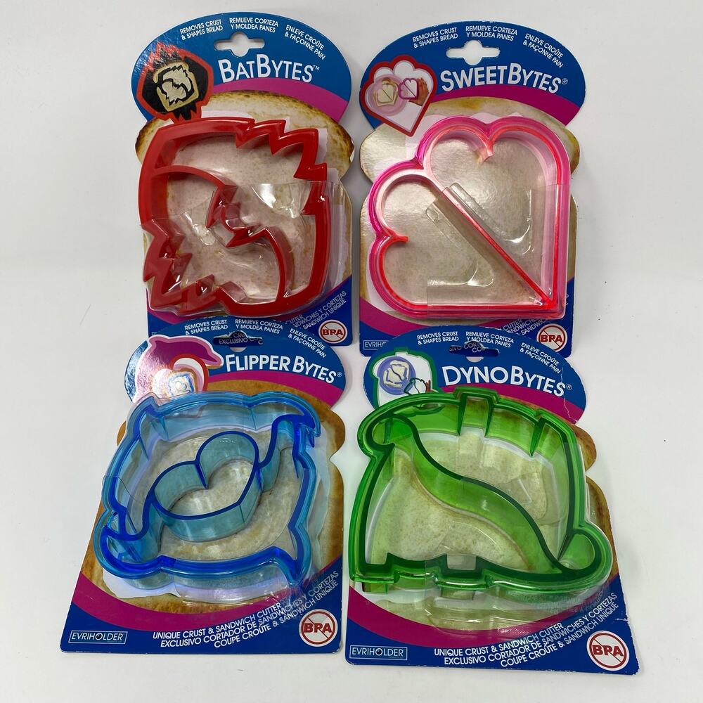 Sandwich cutters - sweetbytes dynobites batbytes flipperbytes Set of 4